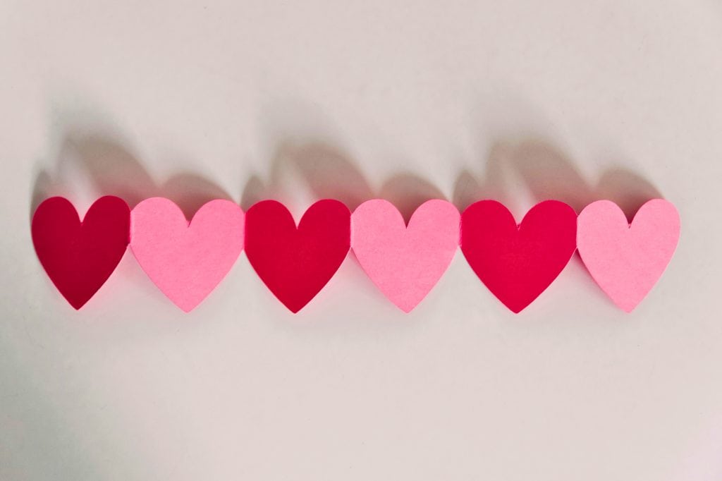 Red and Pink Paper Heart Chain